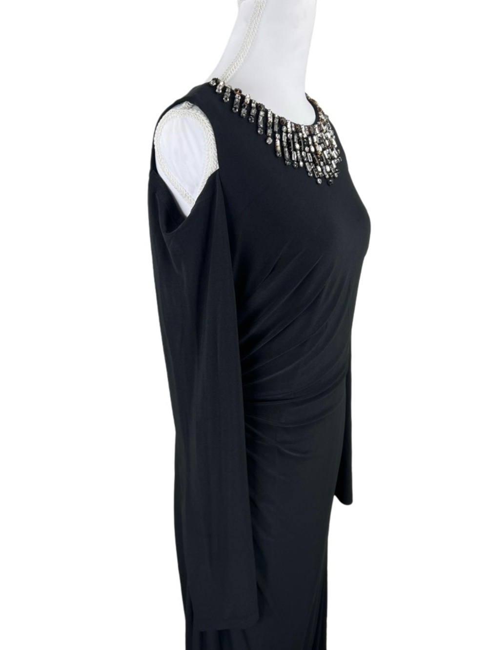 Vince Camuto Black Gown Size 10 Cold Shoulder Long Sleeve Formal Dress - Picture 4 of 10
